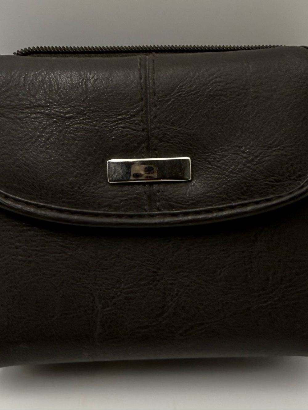 Women's Black Leather Wallet with Silver Detail